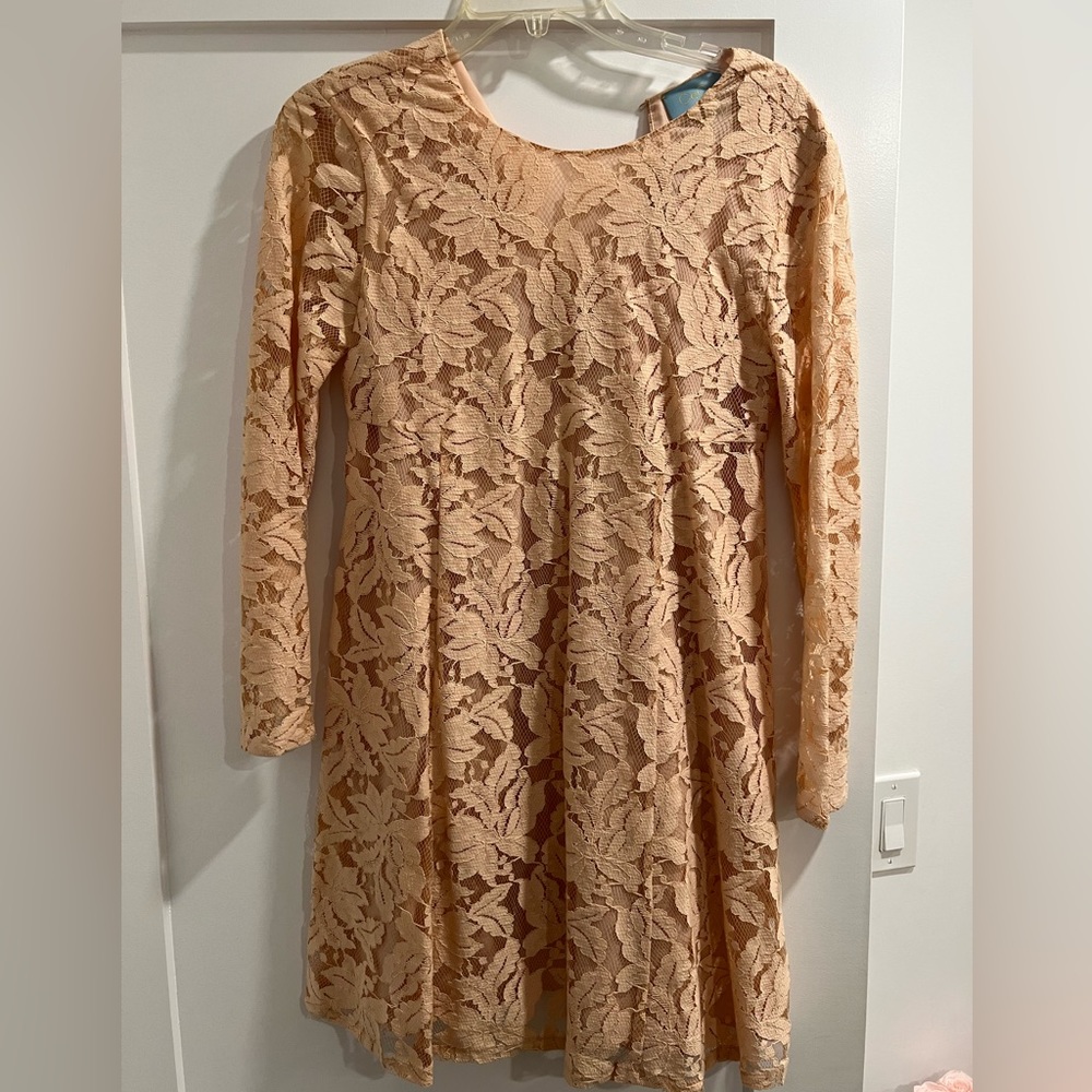CeCe by Cynthia Steffe tan lace a-line dress size 0